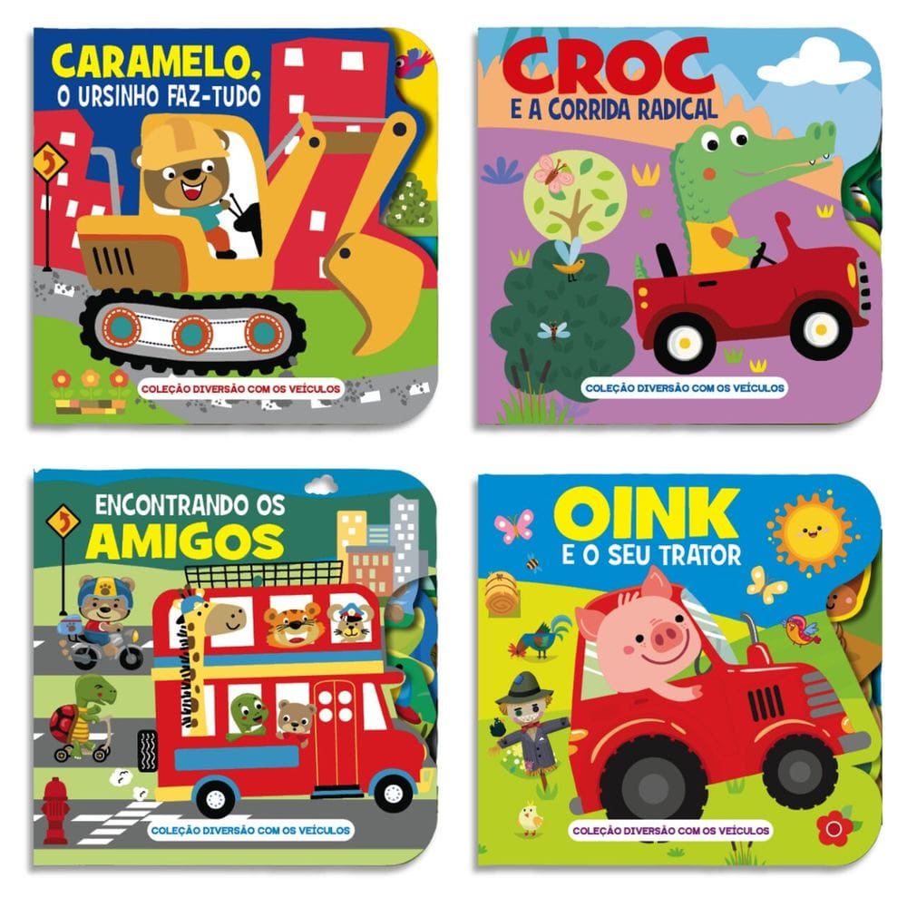 Combo Coleção Diversão com os Veículos - Kit com 4 Livros