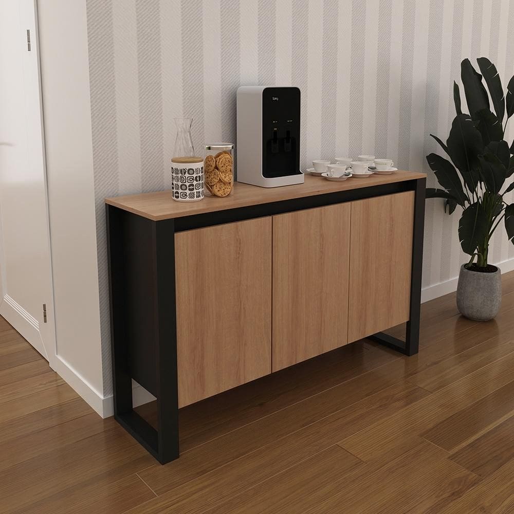 Balcão para Escritório com 03 Portas ME4147 Amêndoa Tecnomobili