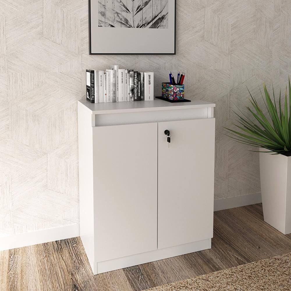 Balcão para Escritório 02 Portas com Chave ME4149 Branco Tecnomobili