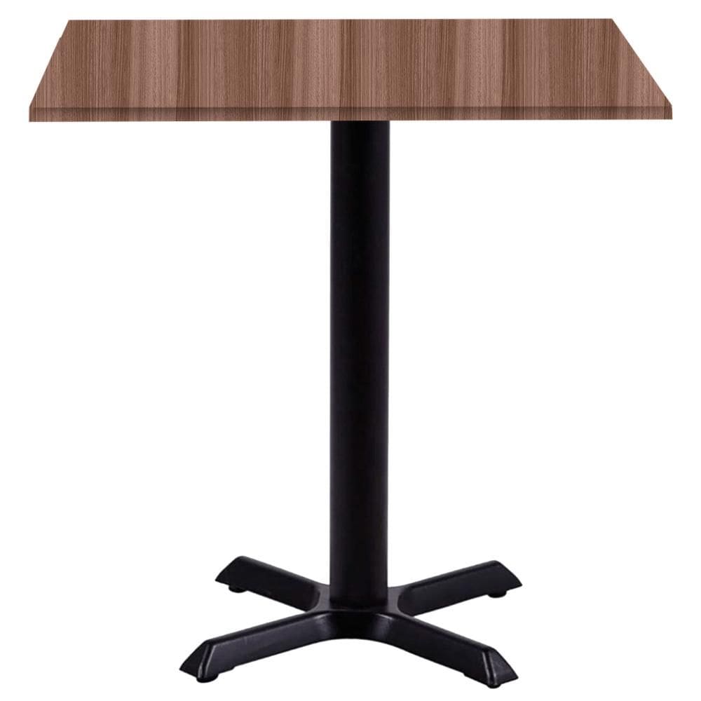 Mesa Ômega Ferro Preto 74 cm (Alt) Base em X Tampo MDP Quadrado 80 cm (Larg) x 2,50 cm (Alt) Walnut