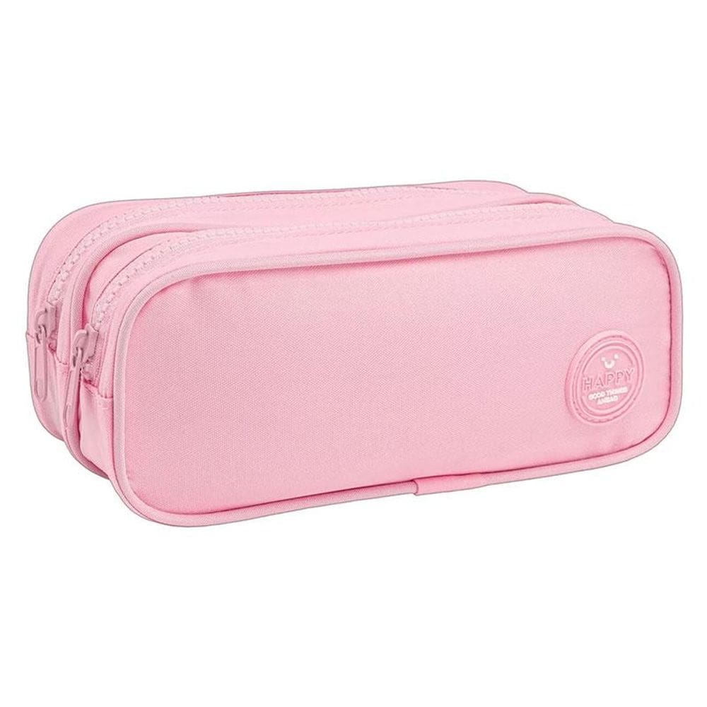 Estojo Escolar Infantil Duplo Happy Rosa - Tilibra