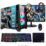 Computador PC Gamer Completo TOB Intel Core i7 SSD 240GB 8GB Gabinete Aquário Teclado Mouse Mouse Pad e Headset Gamer Monitor 23” Windows 10 Pro