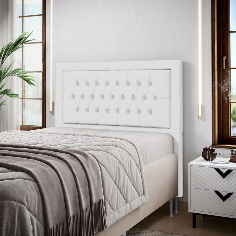 Cabeceira Pegasus 195 Premium / A-013 Couro Artificial Branco