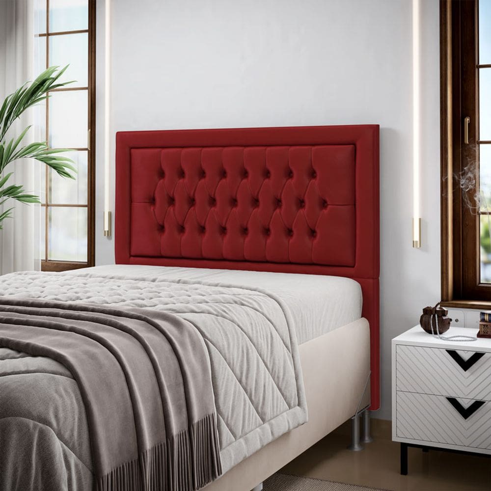 Cabeceira Pegasus 195 Premium / N-033 Veludo Vermelho