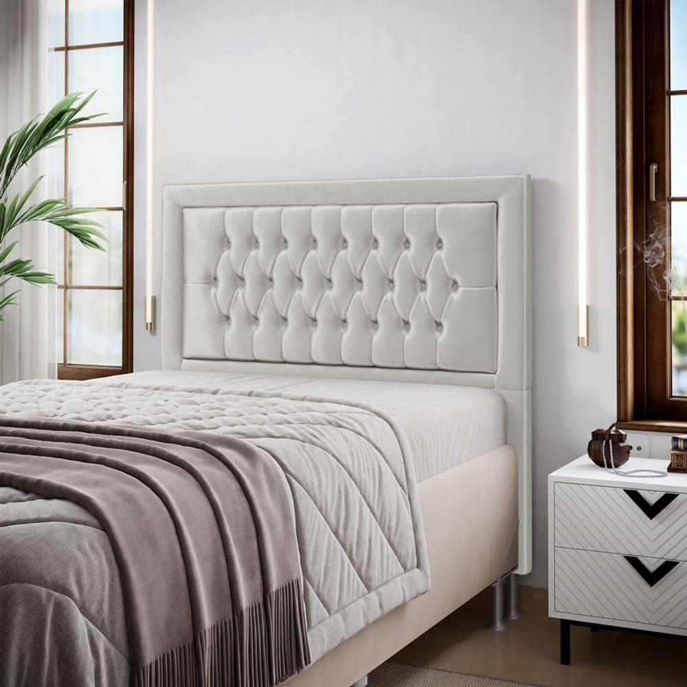 Cabeceira Pegasus 160 Premium / N-023 Veludo Cinza Claro