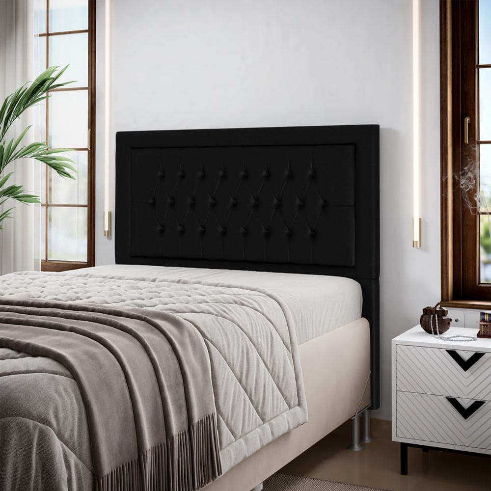 Cabeceira Pegasus 195 Premium / A-012 Couro Artificial Preto
