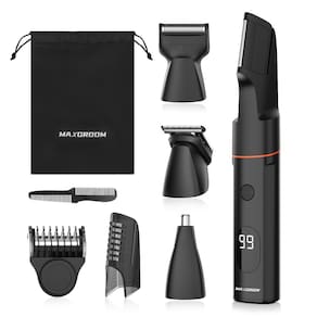 Aparador de pelos corporais MAXGROOM 4 em 1 para homens impermeável preto