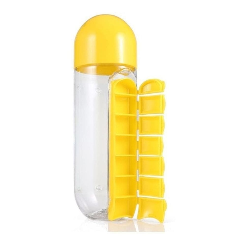 Garrafa Plastico Porta Comprimidos Destacavel 600ml Amarelo