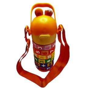 Garrafa Squeeze Laranja Infantil Matemática Escolar Inox Térmica Água 600 mL