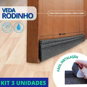 Kit com 3 unidades Protetor contra insetos veda porta rodinho adesivo 80 cm