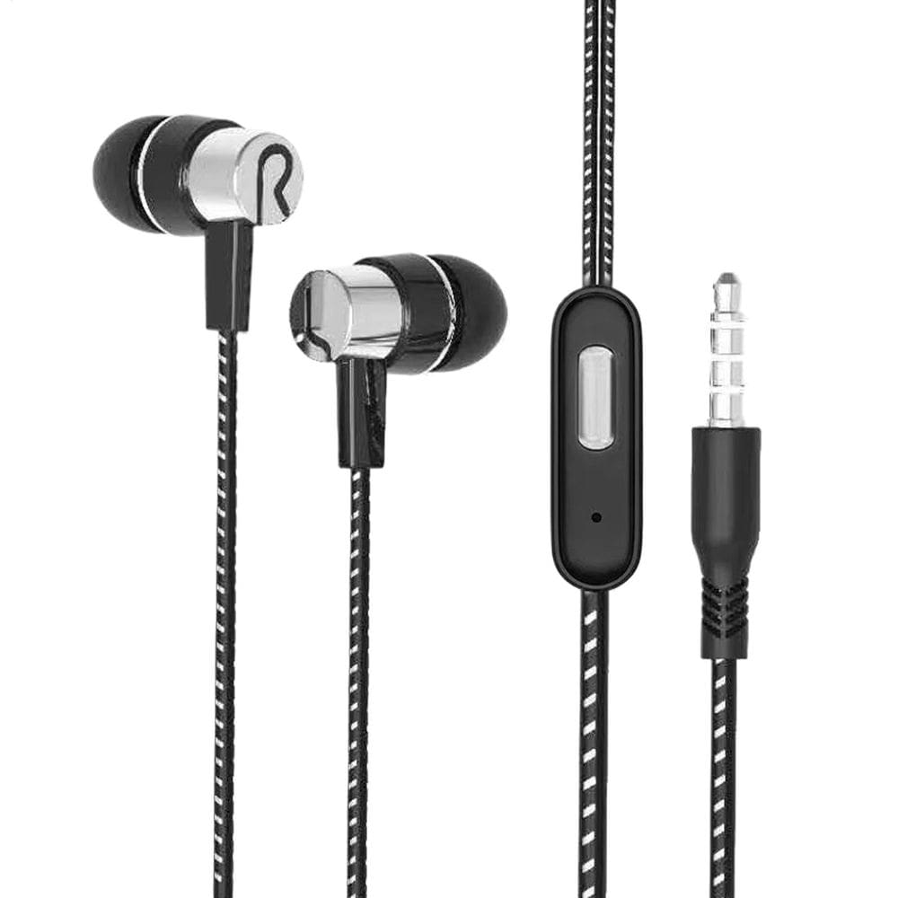 Fones de ouvido com fio Fones de ouvido intra-auriculares com microfone e som estéreo à prova de suor