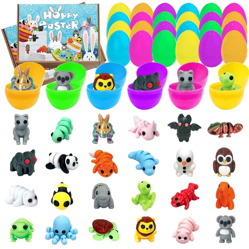 Ovos de Páscoa pré-preenchidos com mini bichos de pelúcia, 24 unidades