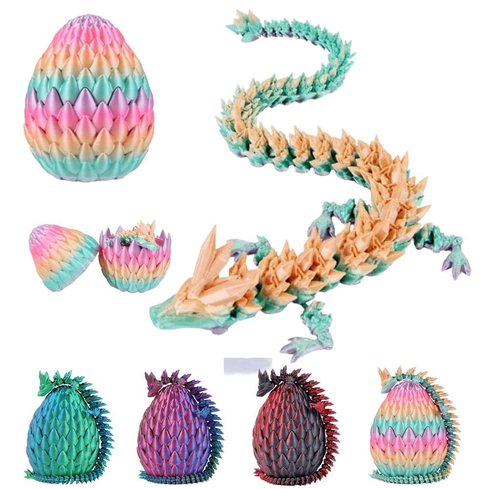 Cristal articulado impresso em 3D de dragão com ovo de dragão