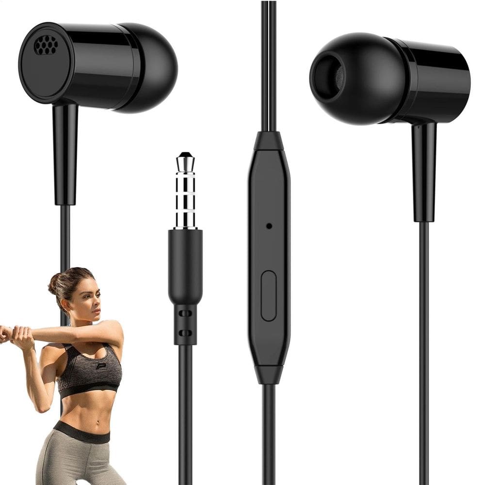 Fones de ouvido com fio de 3,5 mm - fone de ouvido ergonômico com microfone e isolamento de ruído