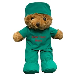 Ursinho de pelúcia de pelúcia Doctor Nurse personalizado de 23 cm