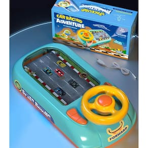 Carro de aventura de corrida de brinquedo com volante para crianças com música