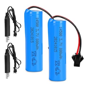 Baterias recarregáveis de 3,7 V 800 mAh Li-ion, pacote com 2 unidades com carregador