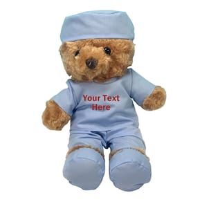 Ursinho de pelúcia de pelúcia Doctor Nurse personalizado de 23 cm