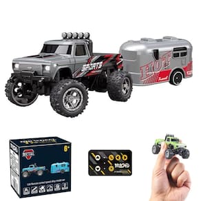 RC Monster Truck Mini com reboque recarregável em escala 1:64