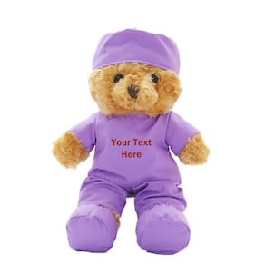 Ursinho de pelúcia de pelúcia Doctor Nurse personalizado de 23 cm