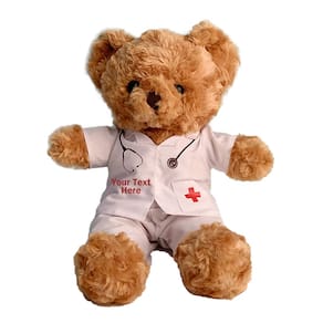 Ursinho de pelúcia de pelúcia Doctor Nurse personalizado de 23 cm