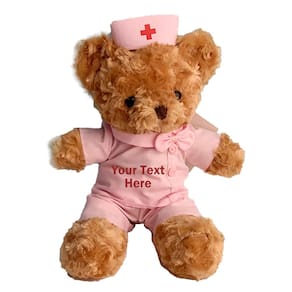 Ursinho de pelúcia de pelúcia Doctor Nurse personalizado de 23 cm