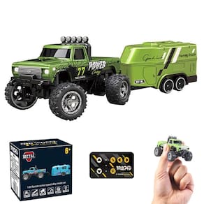 Mini caminhão cibernético RC Monster Truck com reboque em escala 1:64