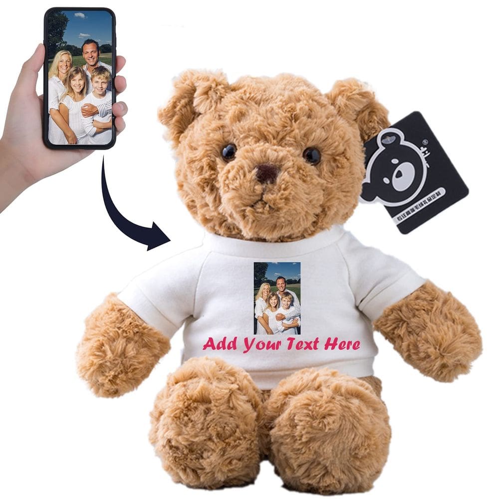 Brinquedo de pelúcia de urso personalizado com texto personalizado de 28 cm
