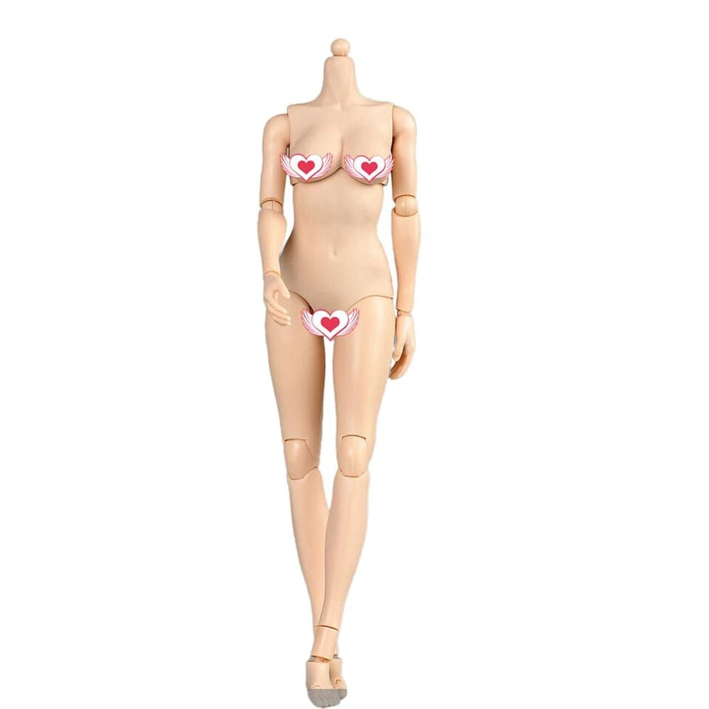 Corpo feminino em escala 1/6 de Action Figure, pele pálida com busto grande