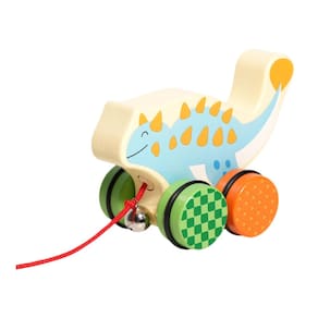 Triceratops de brinquedo Animal Push de madeira para crianças de 1 a 3 anos