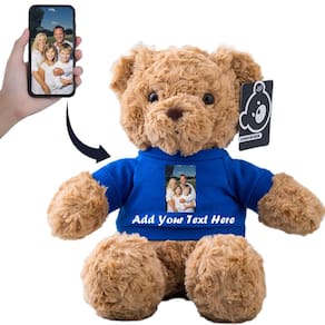 Brinquedo de pelúcia Stuffed Bear, ursinho de pelúcia personalizado, 28 cm, azul