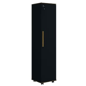 Armário Multiuso Para Quarto Com Chave e Rodízios 1 Porta Lune Preto J&A