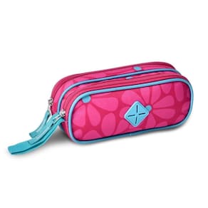 Estojo Escolar Duplo Floral Flores Lápis Clio - Rosa