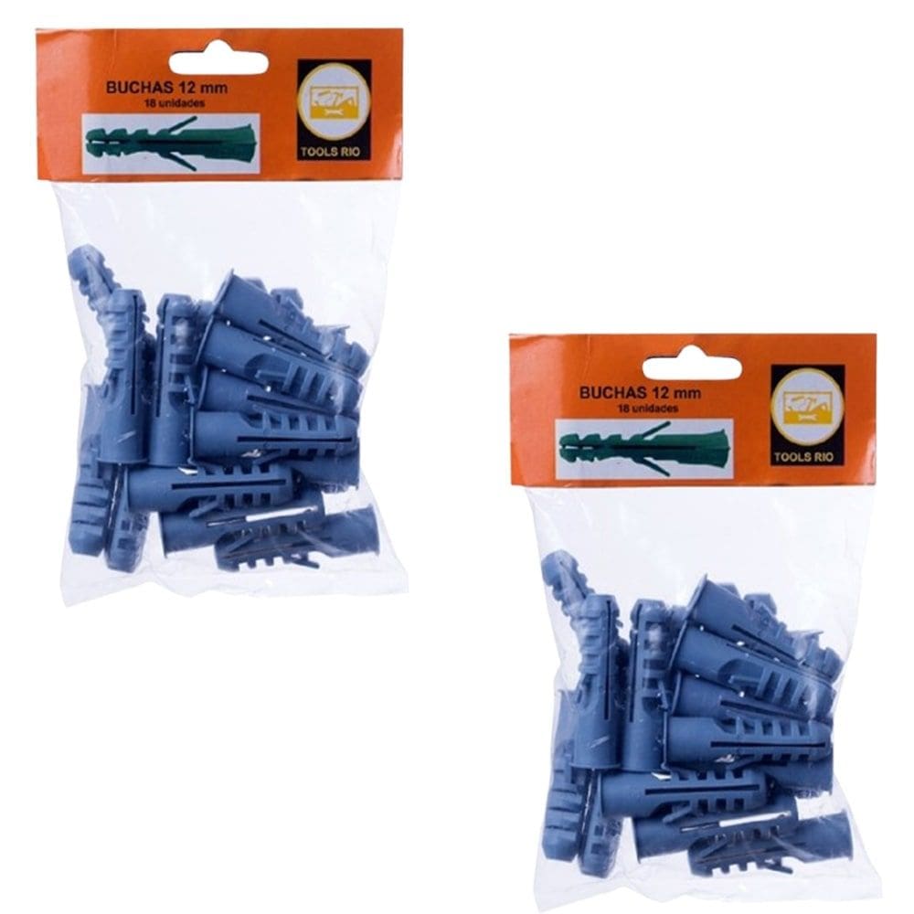 Kit C/ 36 Bucha Plástica Azul Sem Parafuso Com Aba Anel 12mm