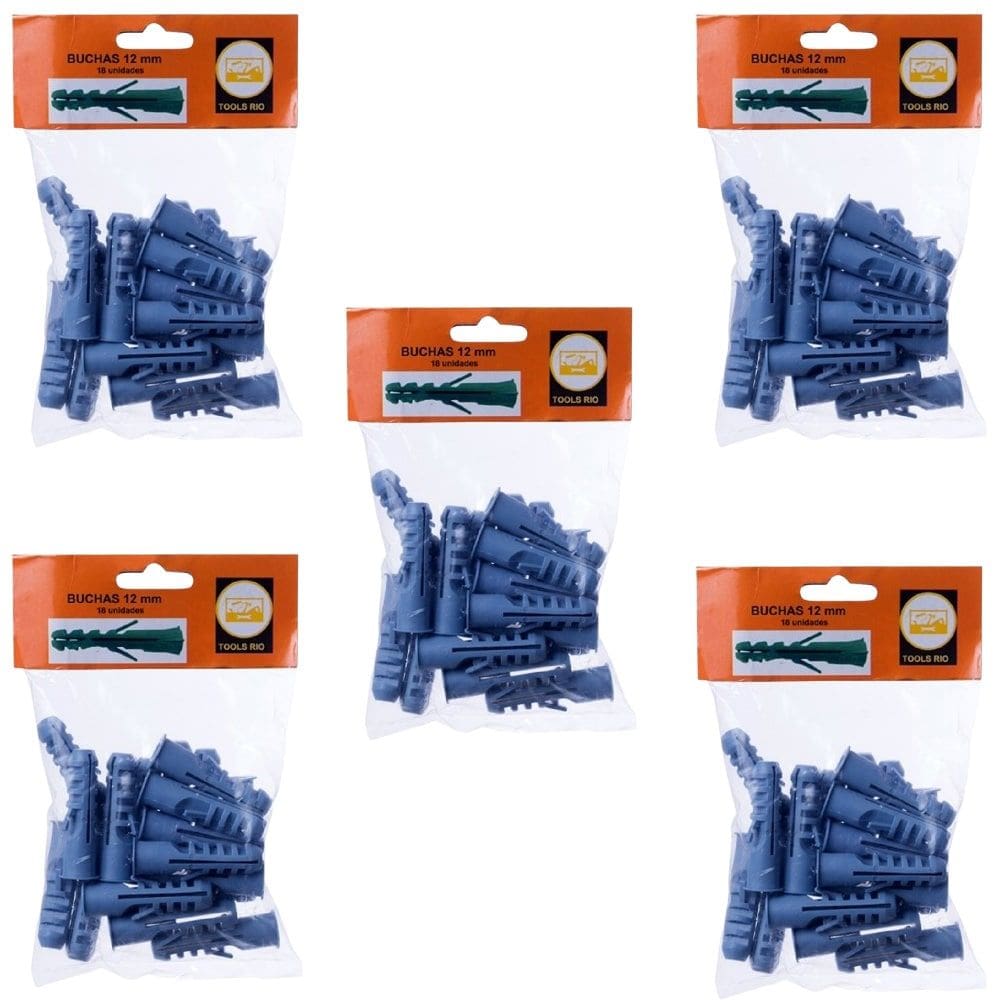 Kit C/ 90 Bucha Plástica Azul Sem Parafuso Com Aba Anel 12mm