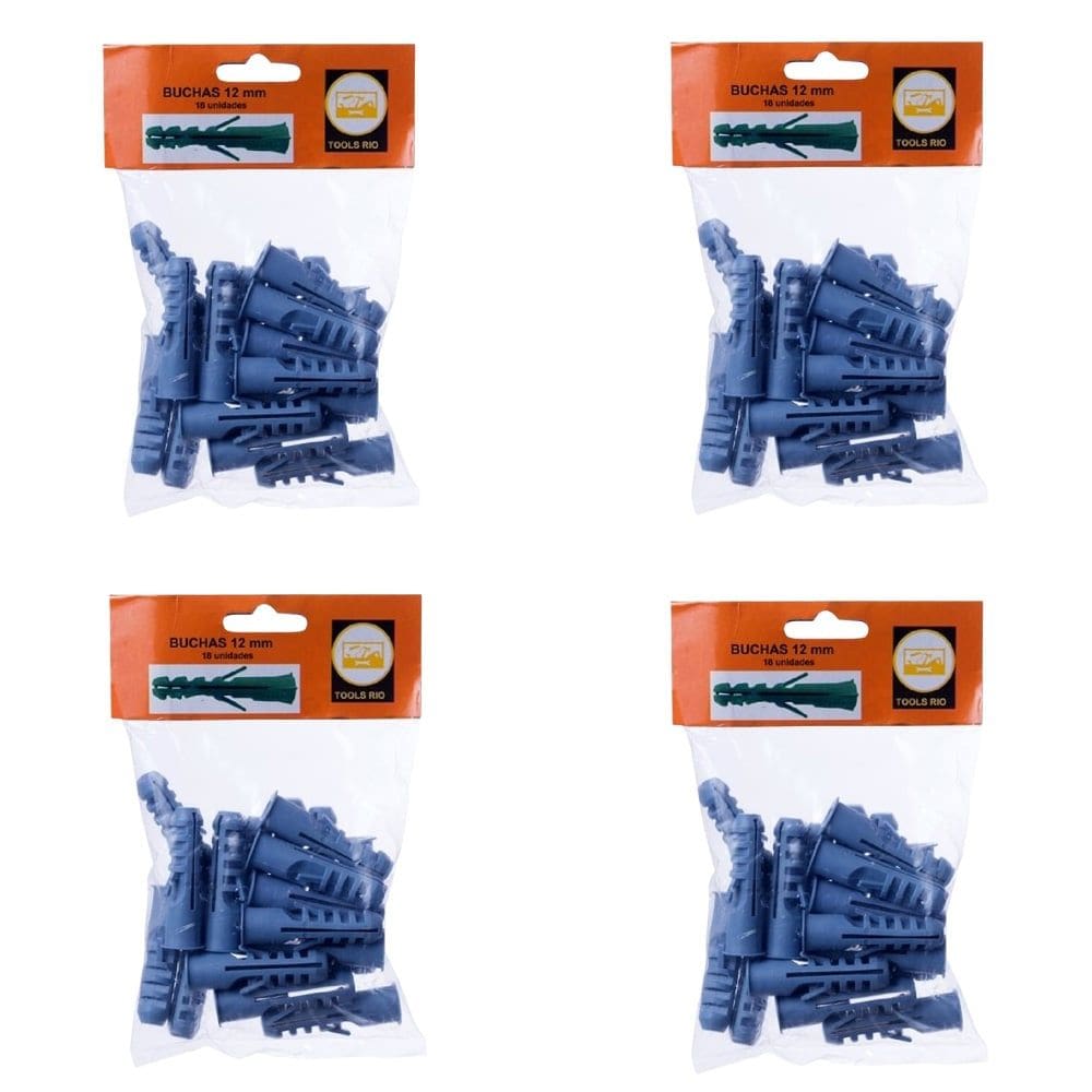 Kit C/ 72 Bucha Plástica Azul Sem Parafuso Com Aba Anel 12mm