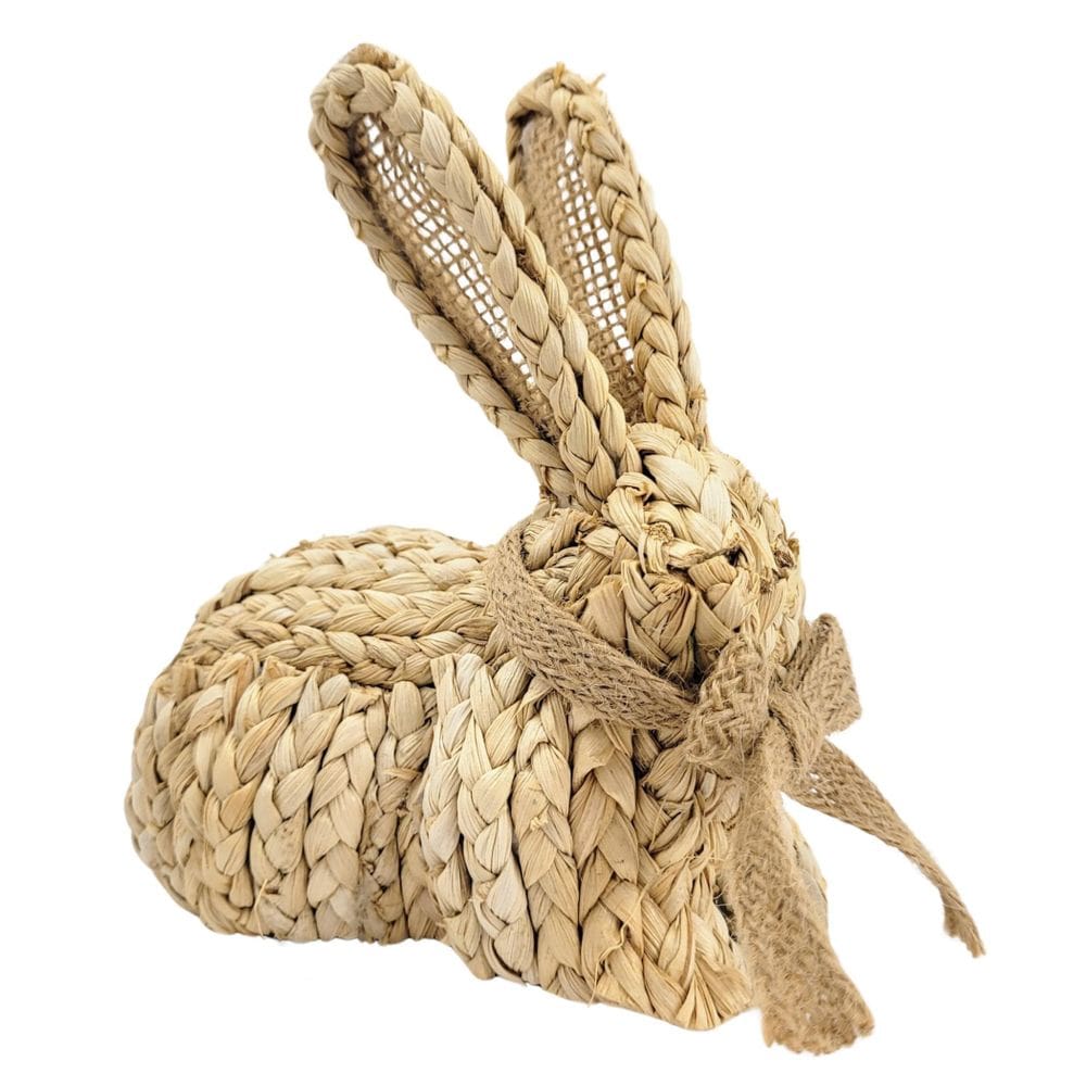 Coelho De Pascoa Fibra Natural Com Laço 16Cm Decoração