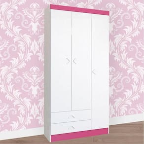 Guarda Roupa Infantil 3 Portas 2 Gavetas Flex Atualle Móveis Branco-rosa