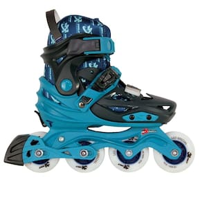Patins Infantil X-light Azul Com Rodas Led Par Tam G 33-36