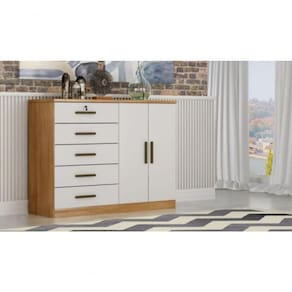 Cômoda Com Sapateira Space 5 Gavetas - Móveis Novo Horizonte Cumaru Fendi