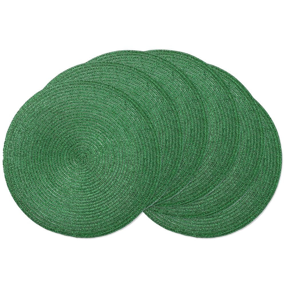 Tapetes americanos AHHFSMEI, redondos, trançados, 38 cm de diâmetro, conjunto de 6 verdes