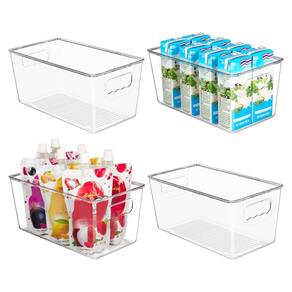 Caixas de armazenamento de plástico transparente YIHONG, pacote com 4, pequenas com alça