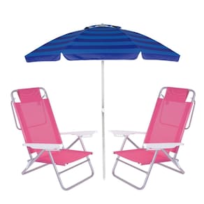 Kit Praia Guarda Sol Articulado 2m Cadeira Reclinável Summer 6 Posições Até 110kg Alumínio - Mor