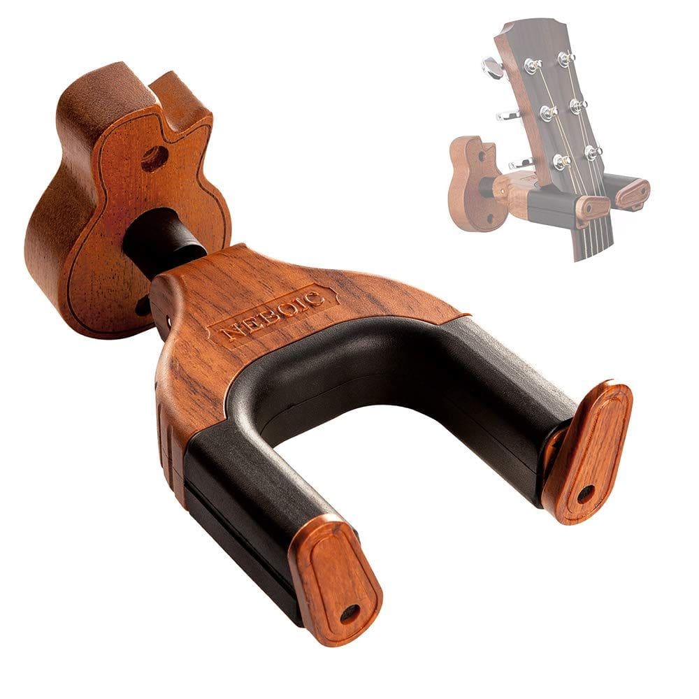 Suporte de parede para guitarra Neboic Auto Lock Hard Wood Base Guitar Shape