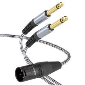 Cabo de microfone JOLGOO XLR macho para duplo 6,35 mm TS Mono 3 m