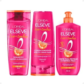 Kit Elseve Liso Dos Sonhos: Shampoo 200ml, Condicionador 200ml e Creme Para Pentear 250ml