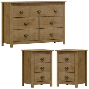 Comoda 7 Gv 02 Mesas de Cabeceira 3 Gv Madeira Maciça Freijo Milani Store