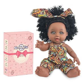 Boneca Nice2you preta afro-americana de 10 polegadas com vestido