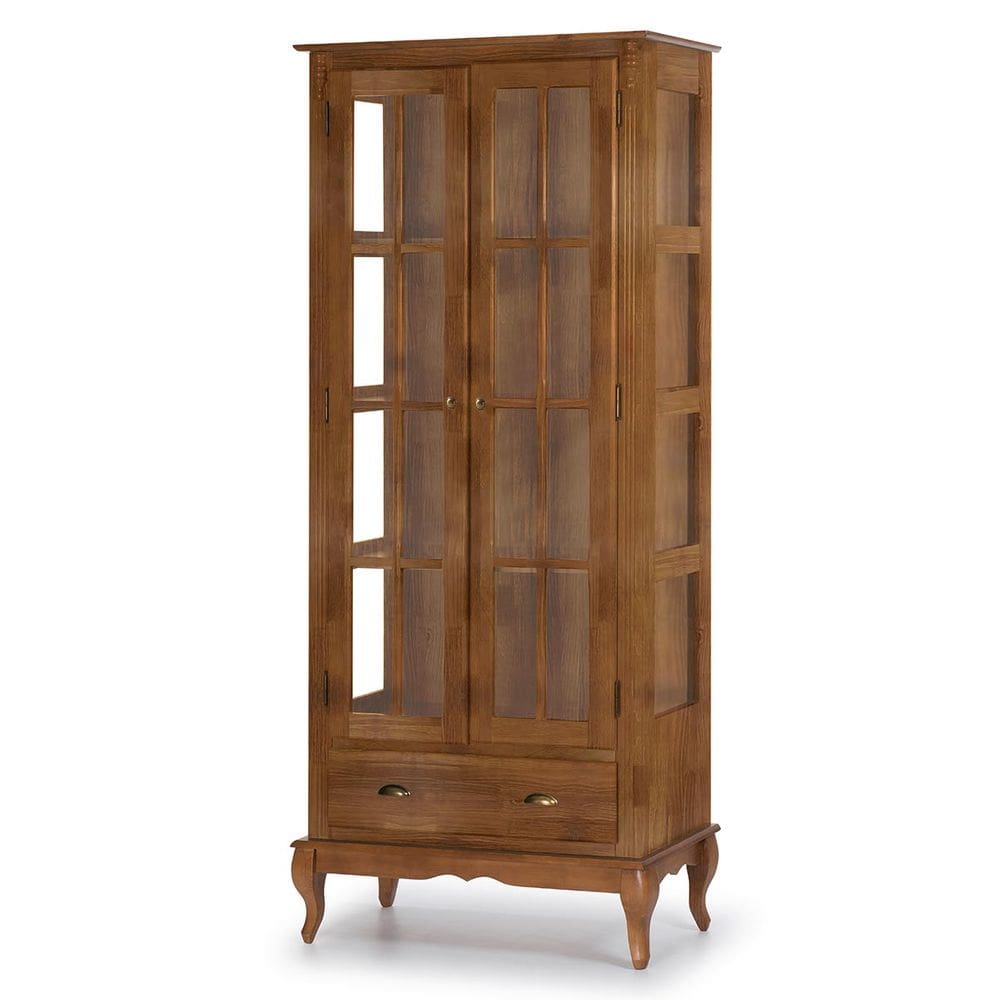 Cristaleira 2 Portas e Laterais em Vidro 3 Prateleiras 1 Gaveta 60808 Hannover - Imbuia Glazer