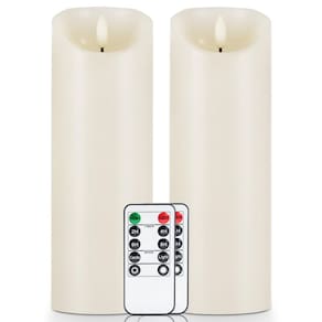 Velas sem chama de 5 parcelas de cera LED cintilante com conjunto remoto de 2